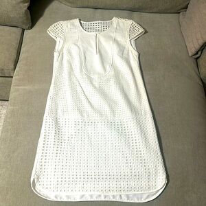 J.crew Short Cap Sleeve White Eyelet Dress fully lined size XXS pre 💗ed EUC 🏖️